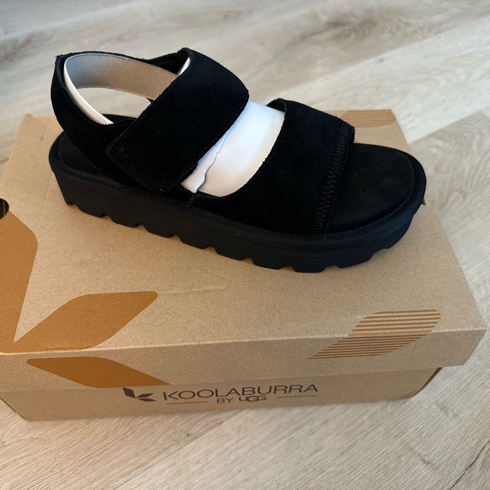 Koolaburra Black Kids Sandals with White Accent